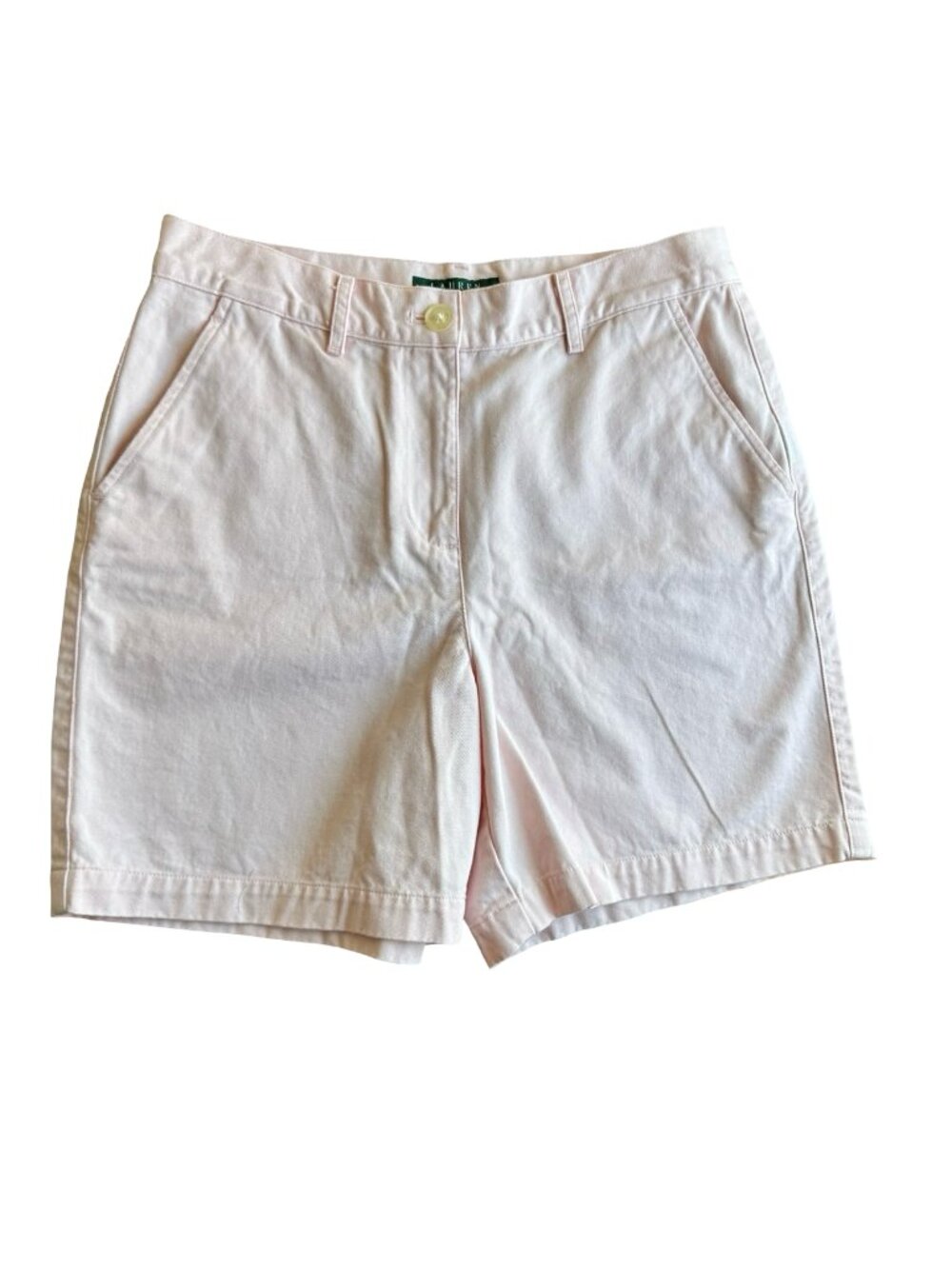 Lauren Ralph Lauren Pale Pink Cotton Chino Shorts Petite 6P Preppy Coastal Luxe